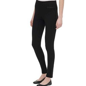 DKNY XLP Black Mid Rise Pull On Slim Ponte Dress Pants